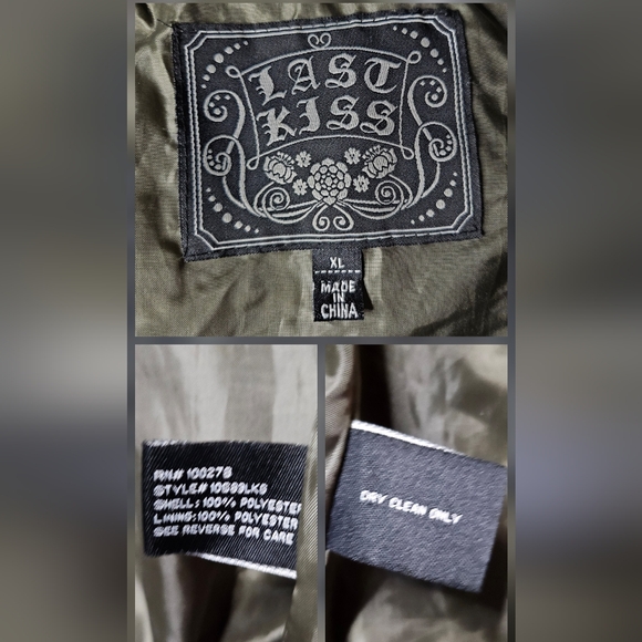 Last Kiss Olive Military Peacoat Jacket XL Asym Collar Button Detail Blokecore - Picture 8 of 11